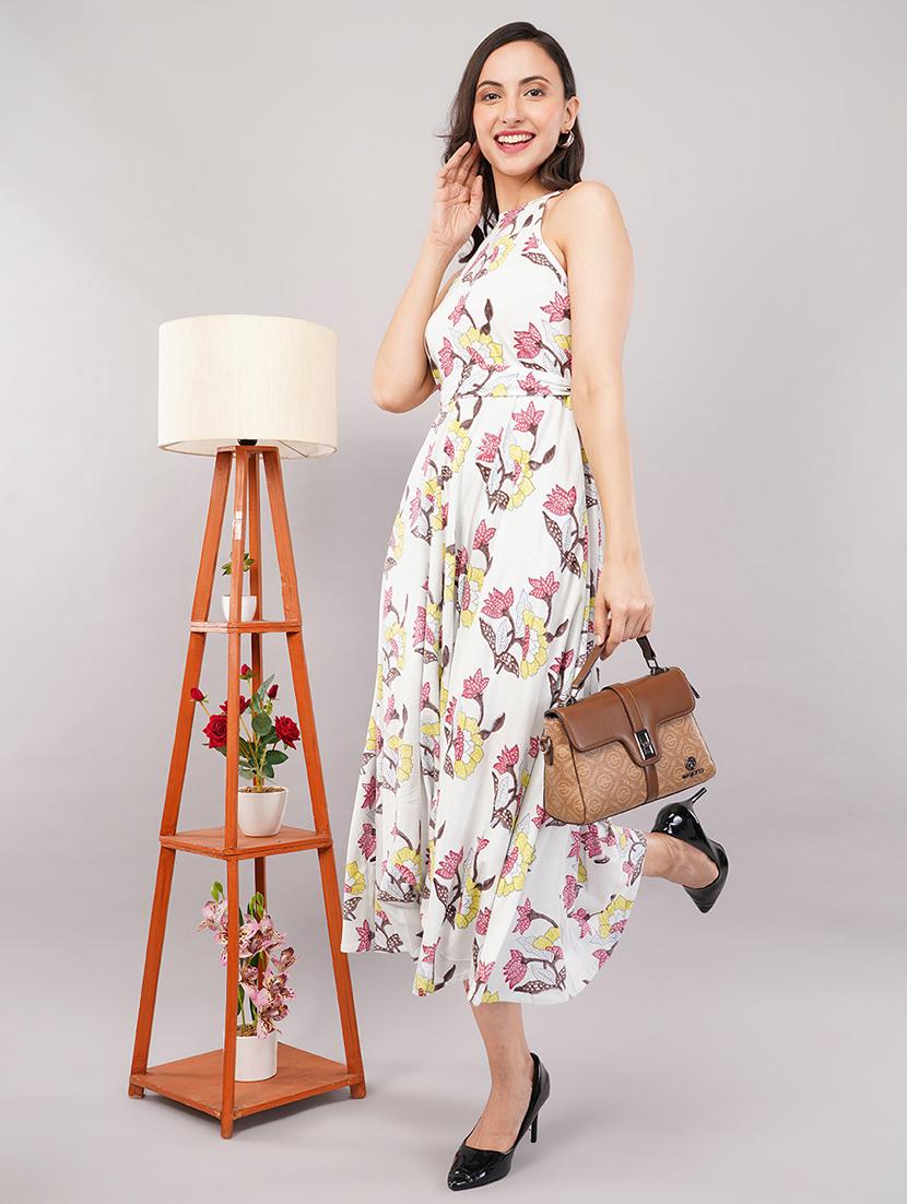 women floral print halter neck fit & flare dress - 21905239 -  Zoom Image - 0