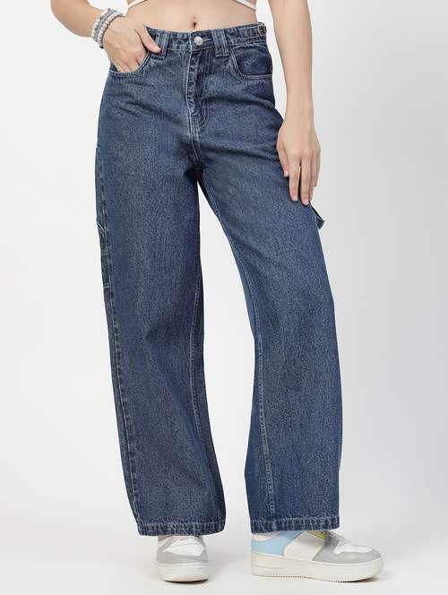 women solid mid rise wide leg jean - 21905248 - Standard Image - 0