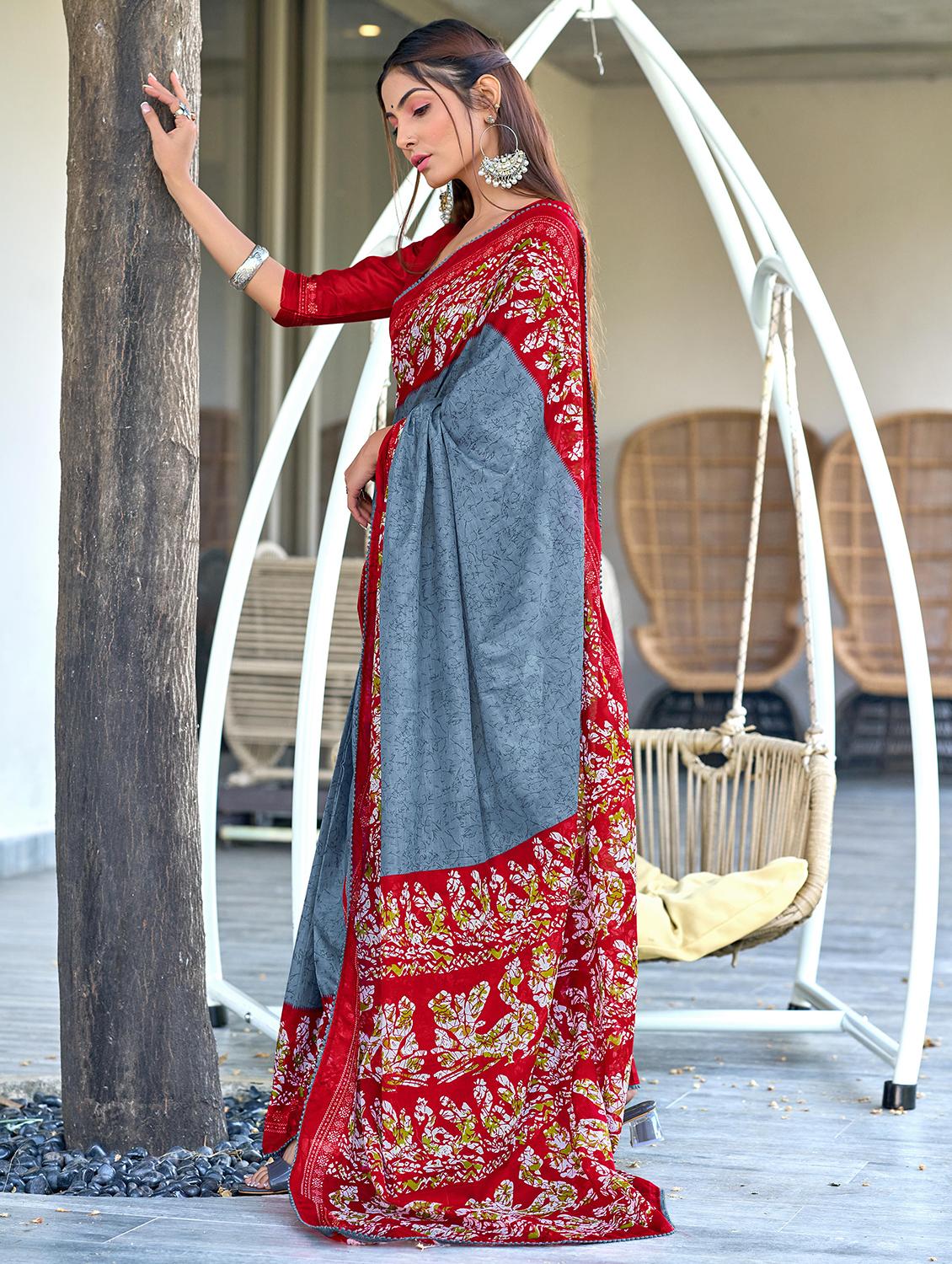 women printed casual wear saree with blouse - 21905314 - Standard Image - 1