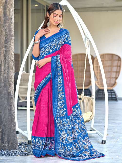 women printed casual wear saree with blouse - 21905316 - Standard Image - 0
