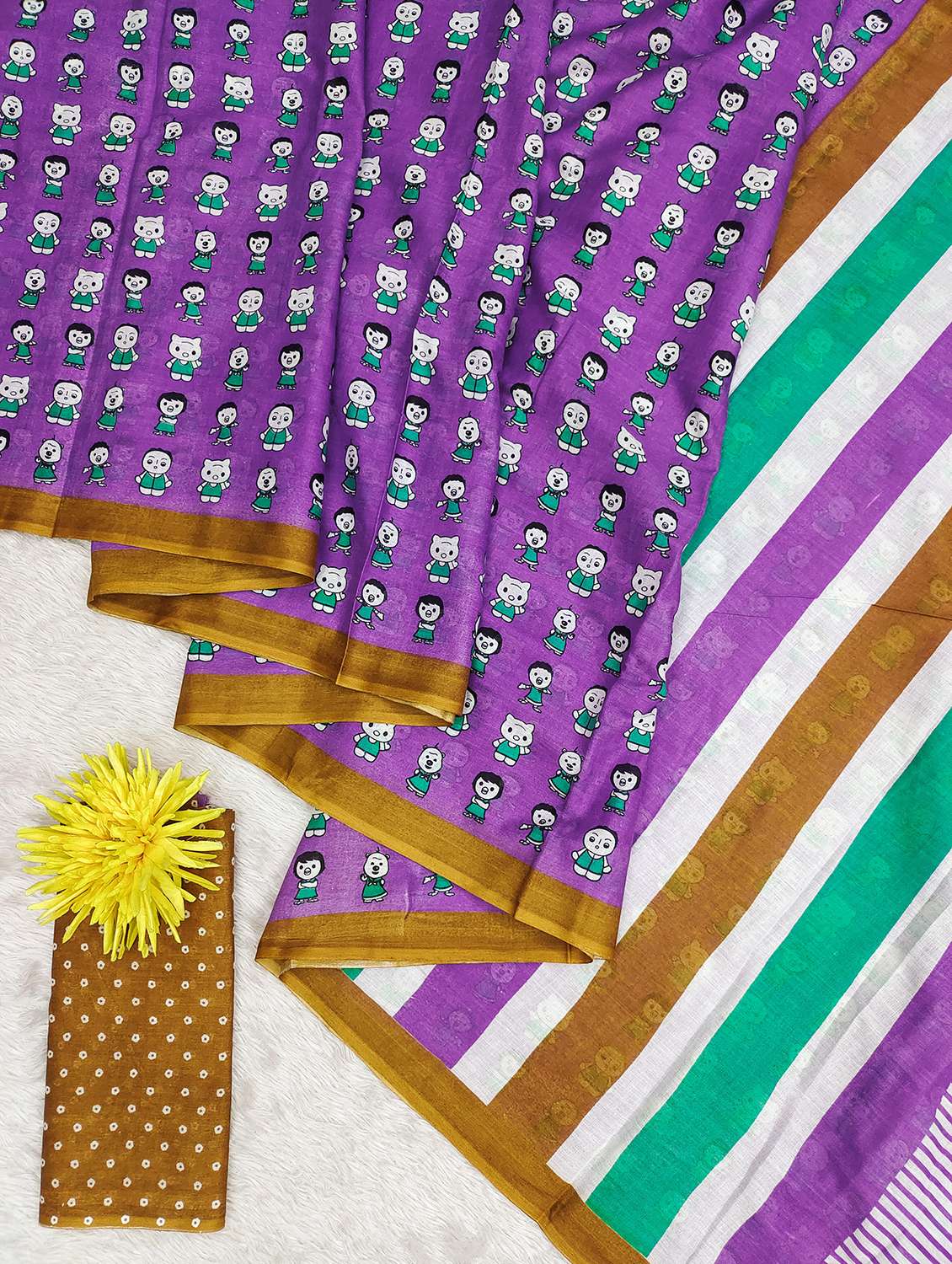 women purple printed saree with blouse - 21905324 -  Standard Image - 4