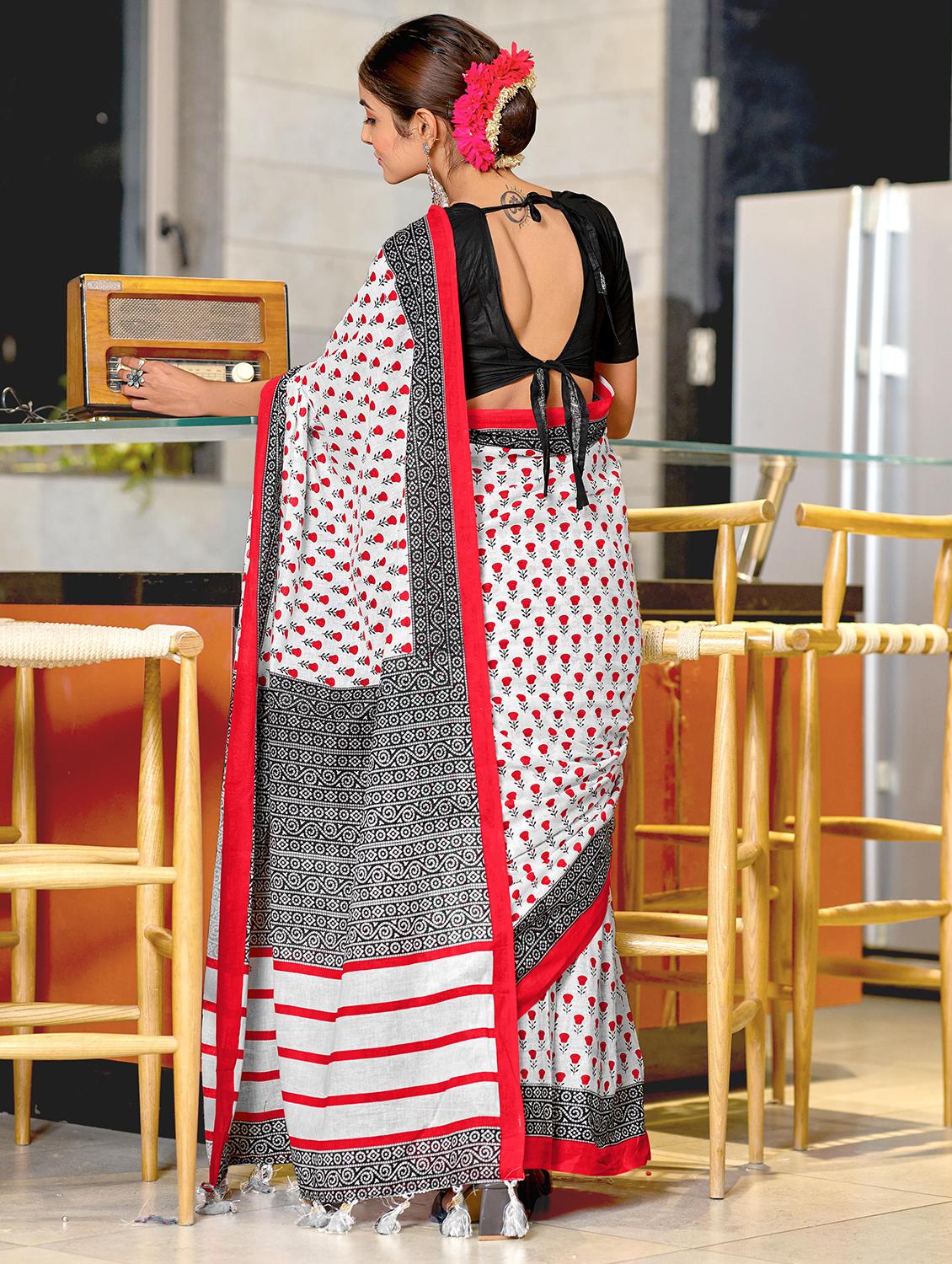 women printed casual wear saree with blouse - 21905333 - Standard Image - 1