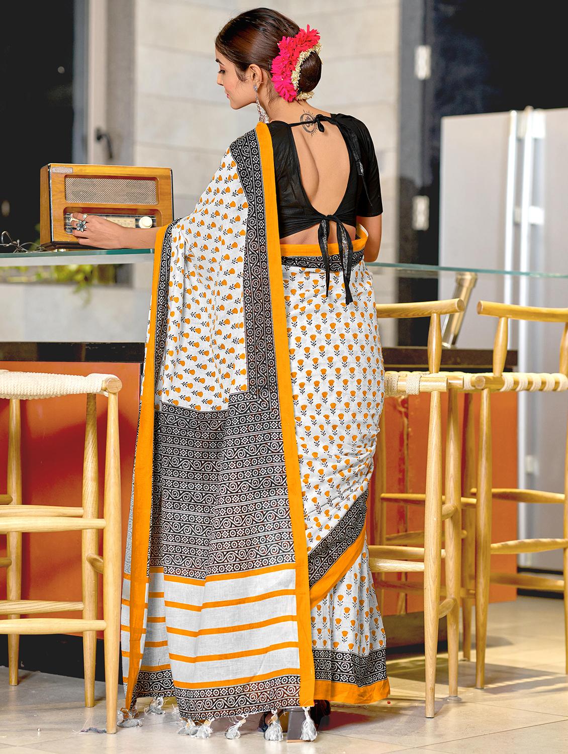 women printed casual wear saree with blouse - 21905334 - Standard Image - 1