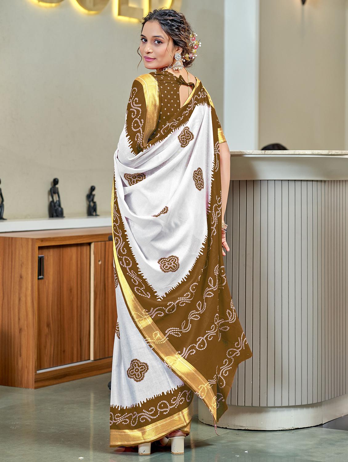 women bandhani printed casual wear saree with blouse - 21905361 - Standard Image - 1