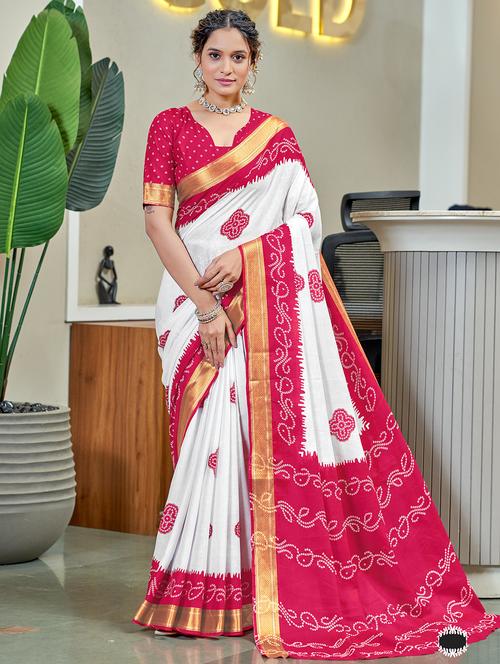 women bandhani printed casual wear saree with blouse - 21905365 - Standard Image - 0