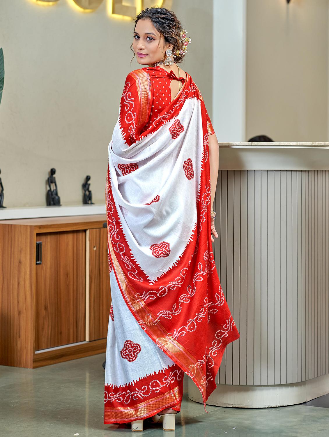 women bandhani printed casual wear saree with blouse - 21905367 - Standard Image - 1