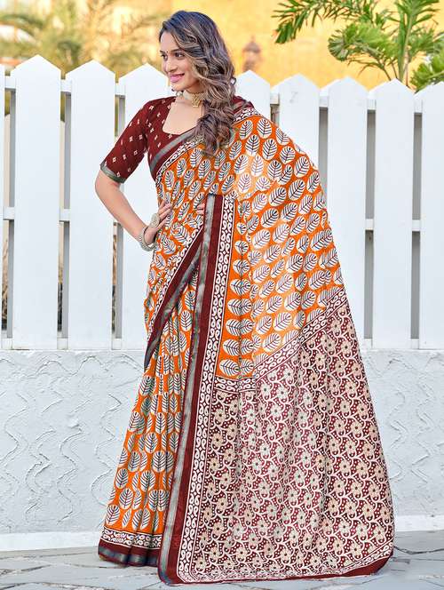 women printed casual wear saree with blouse - 21905375 - Standard Image - 0