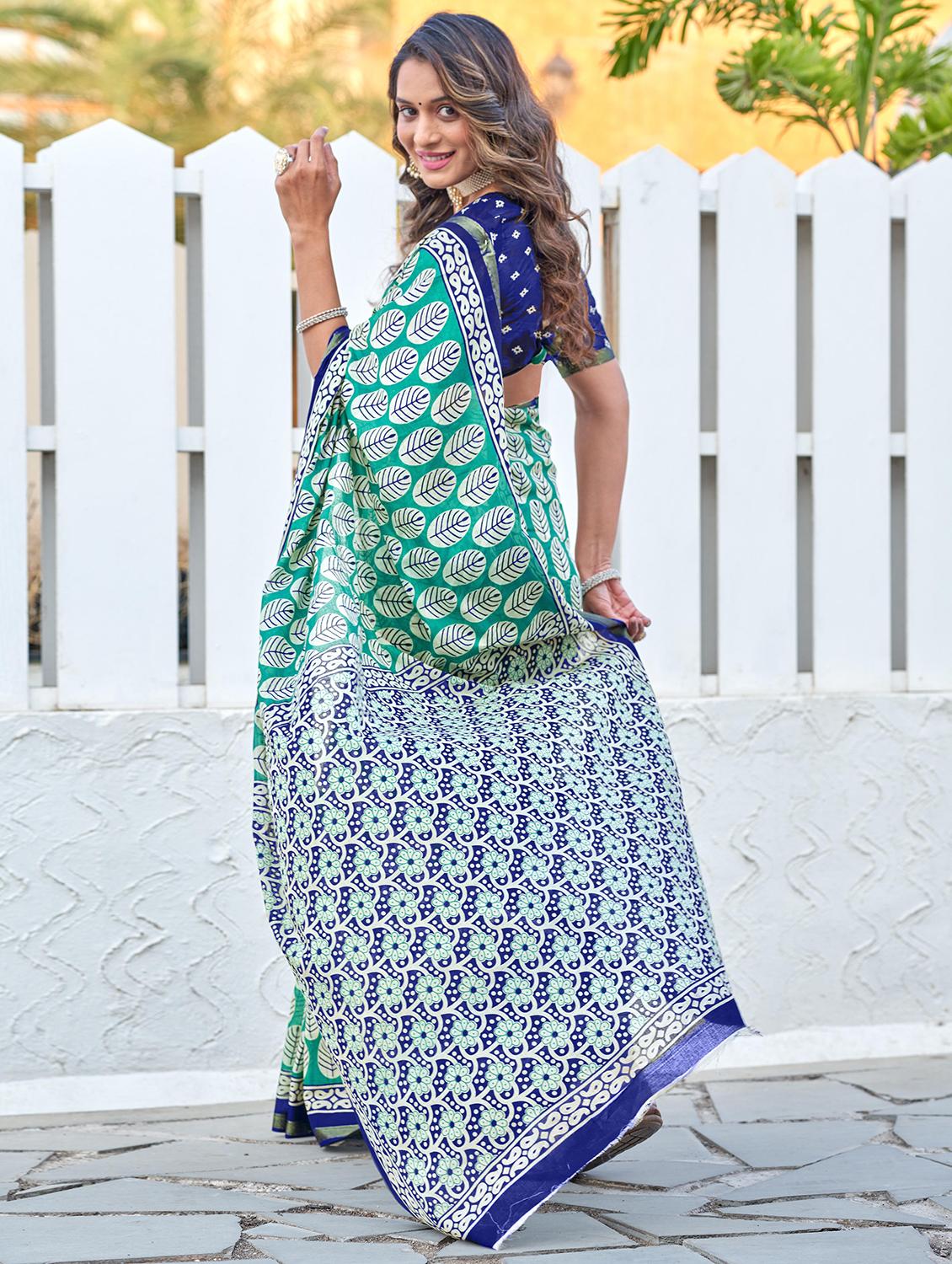 women printed casual wear saree with blouse - 21905376 - Standard Image - 1