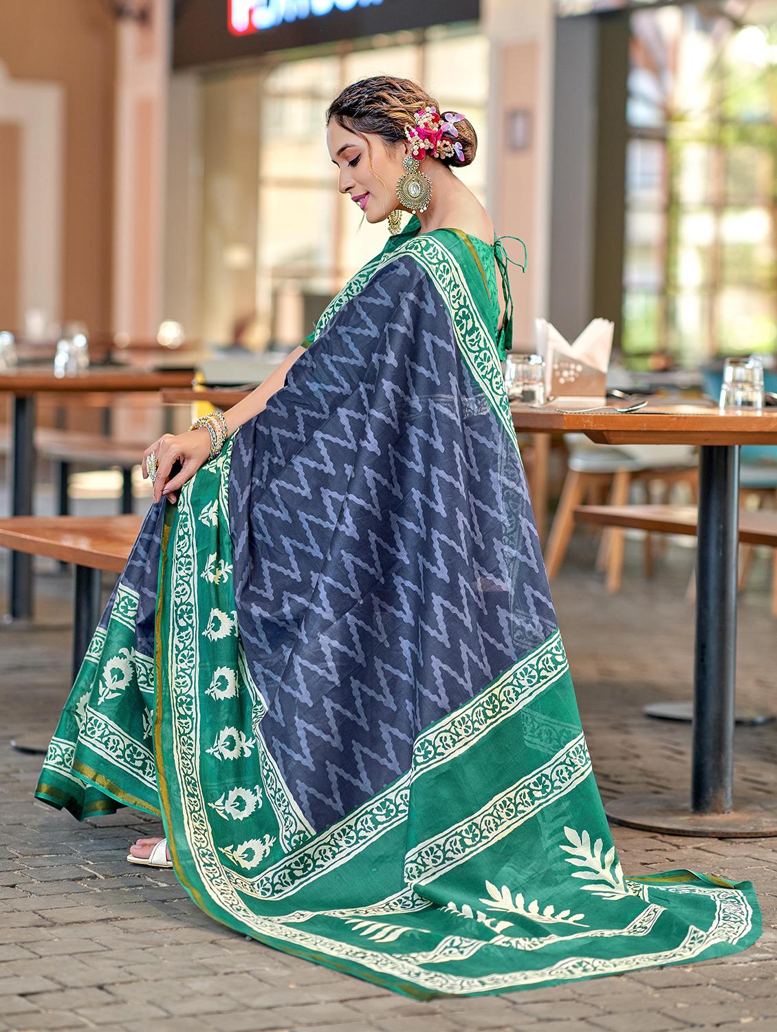 women printed casual wear saree with blouse - 21905391 -  Standard Image - 1