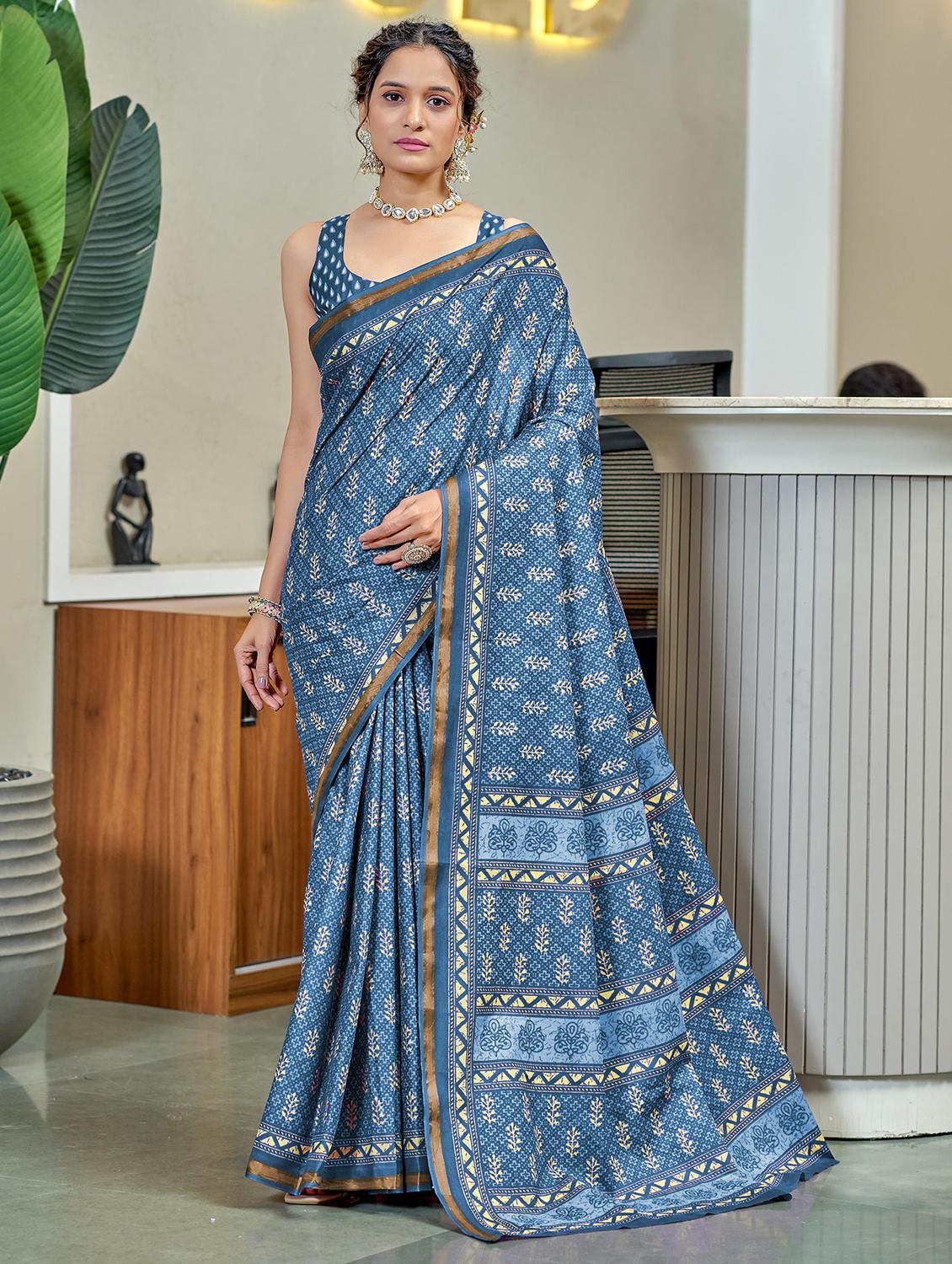 women printed casual wear saree with blouse - 21905409 - Zoom Image - 0