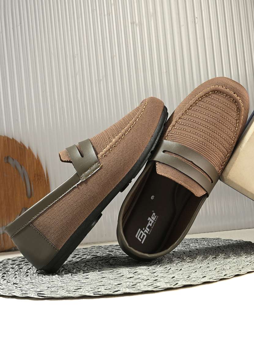 men brown slip on loafer