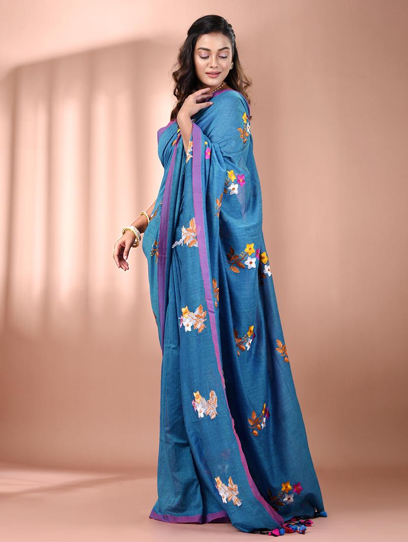 women floral handloom saree with blouse - 21905492 -  Standard Image - 1