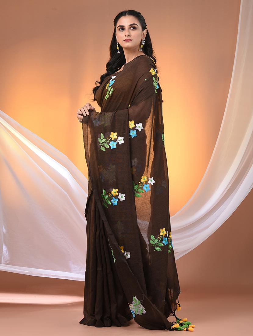 women floral handloom saree with blouse - 21905493 -  Standard Image - 1