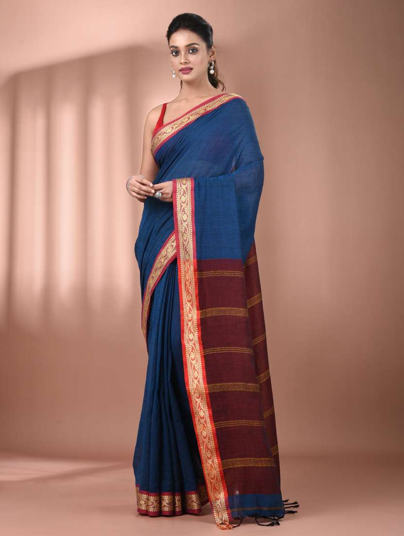 women solid handloom saree