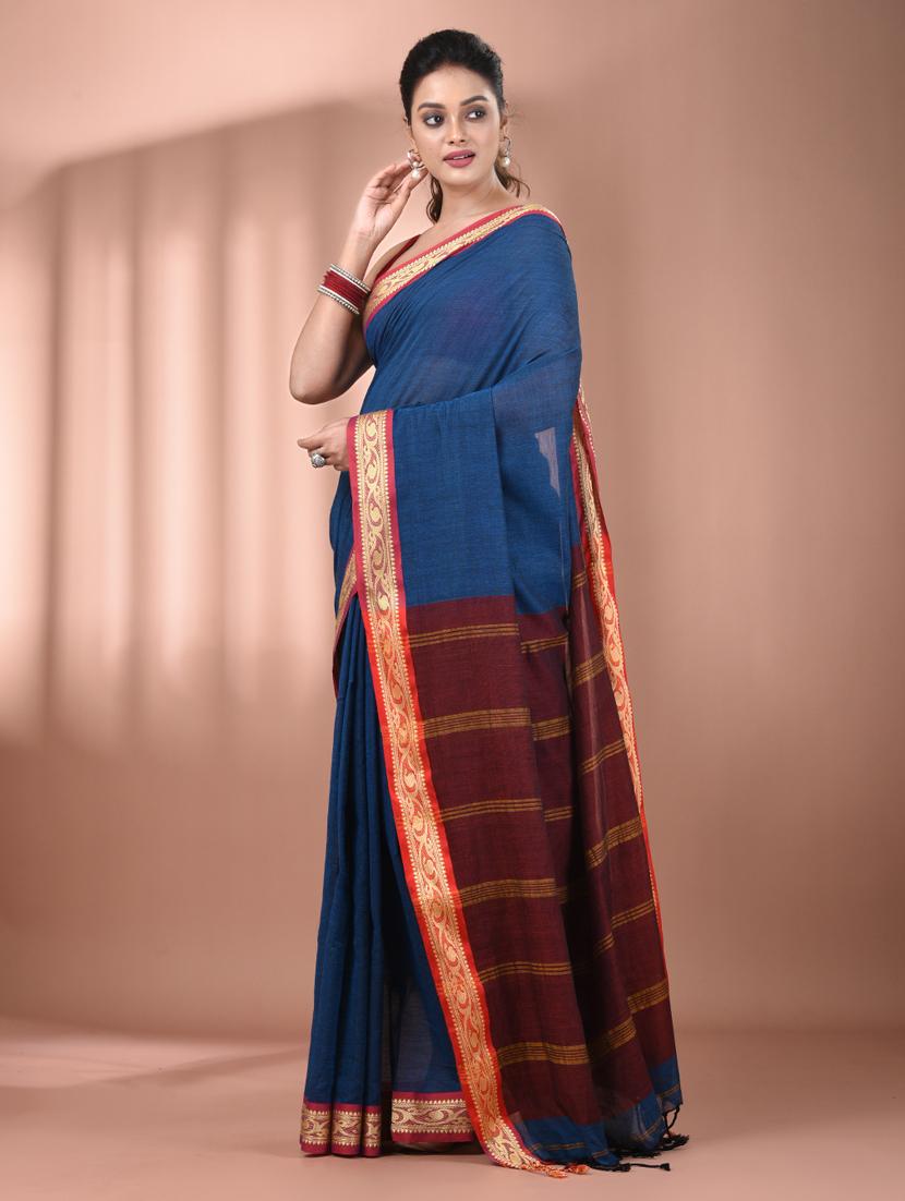 women solid handloom saree - 21905503 - Standard Image - 1