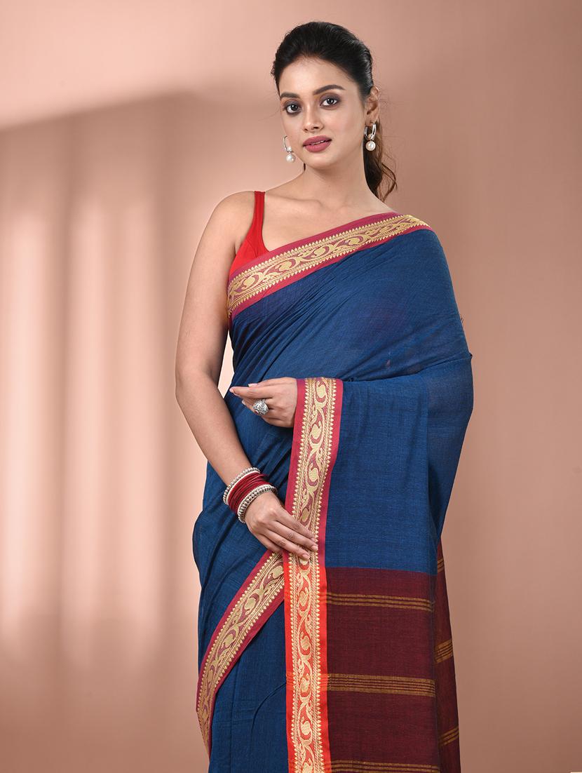 women solid handloom saree - 21905503 - Standard Image - 4