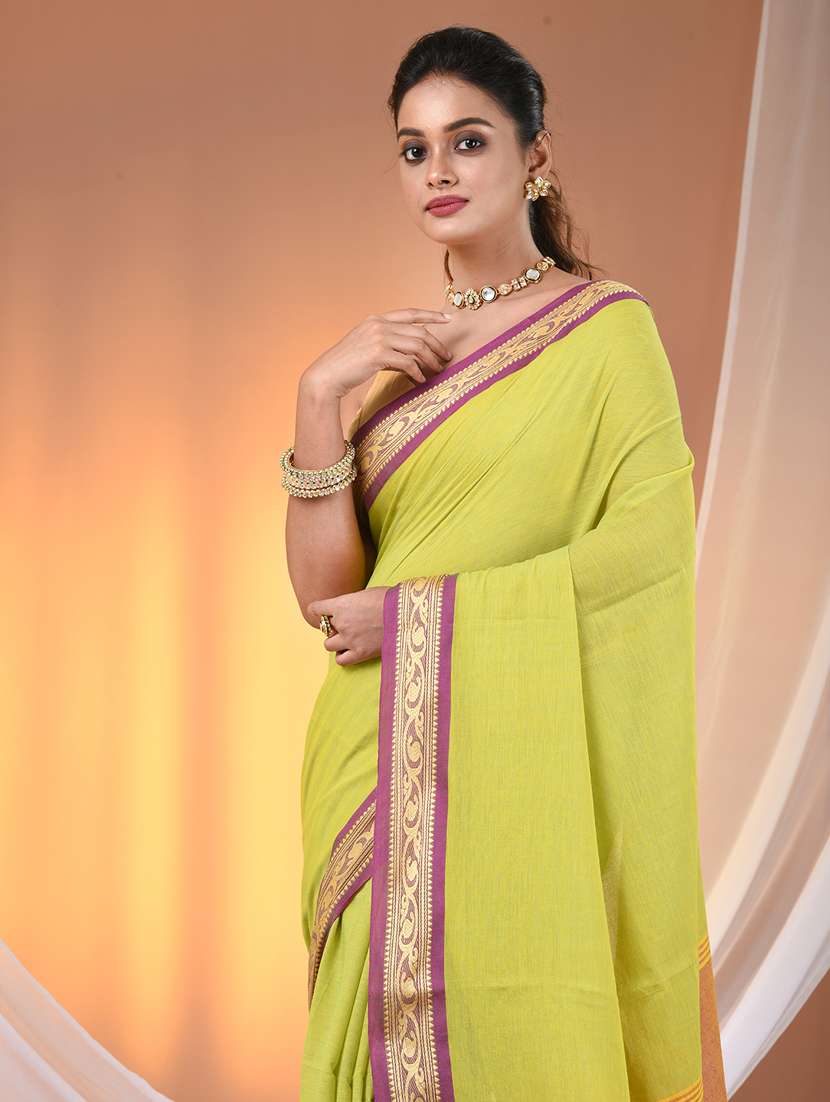 women solid handloom saree - 21905504 -  Standard Image - 4