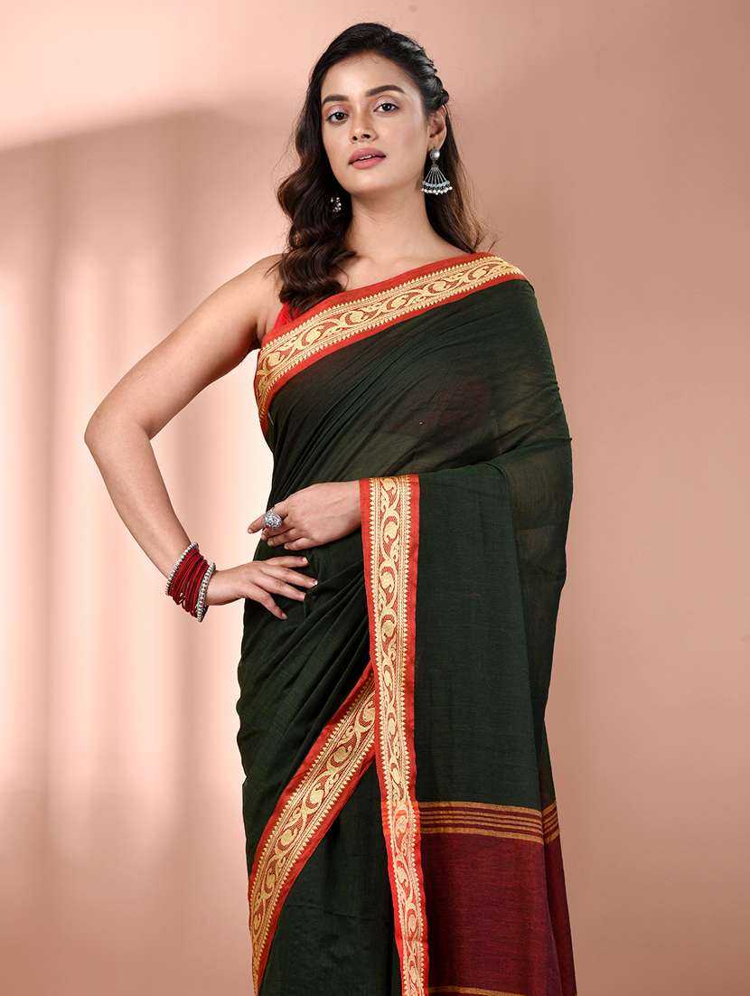women solid handloom saree - 21905505 -  Standard Image - 4