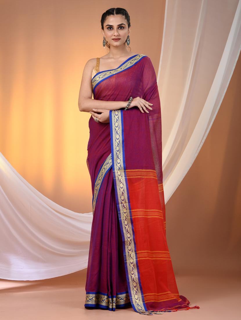 women solid handloom saree - 21905506 - Zoom Image - 0
