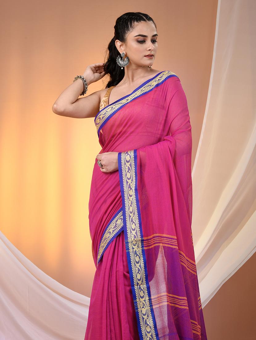 women solid handloom saree - 21905507 - Standard Image - 4
