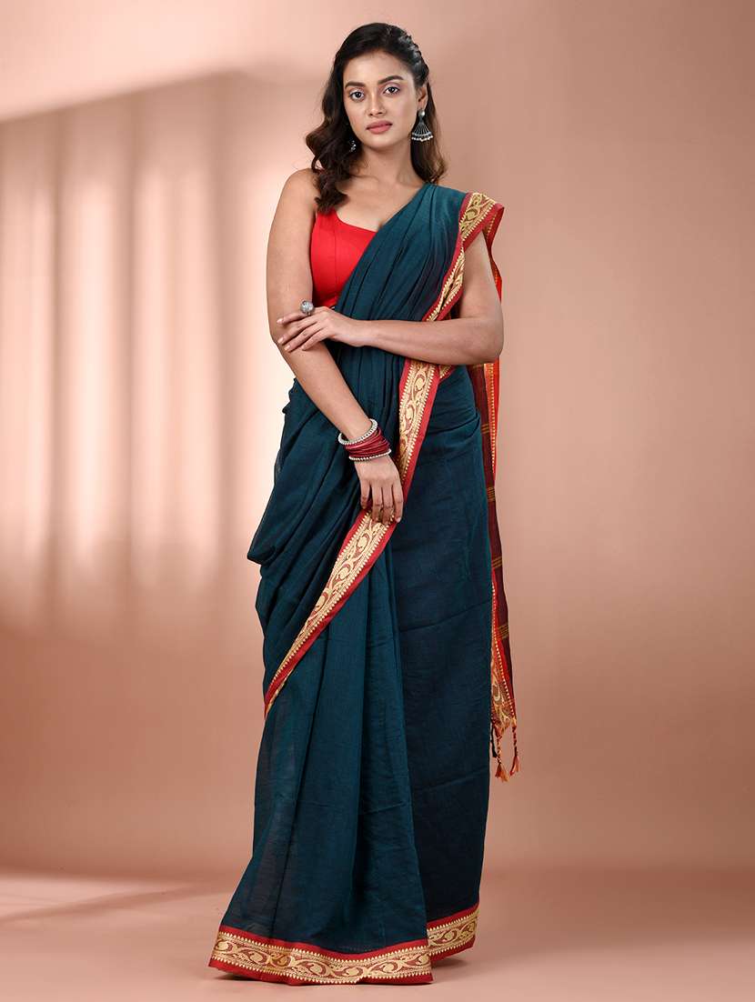 women solid handloom saree - 21905508 -  Standard Image - 1