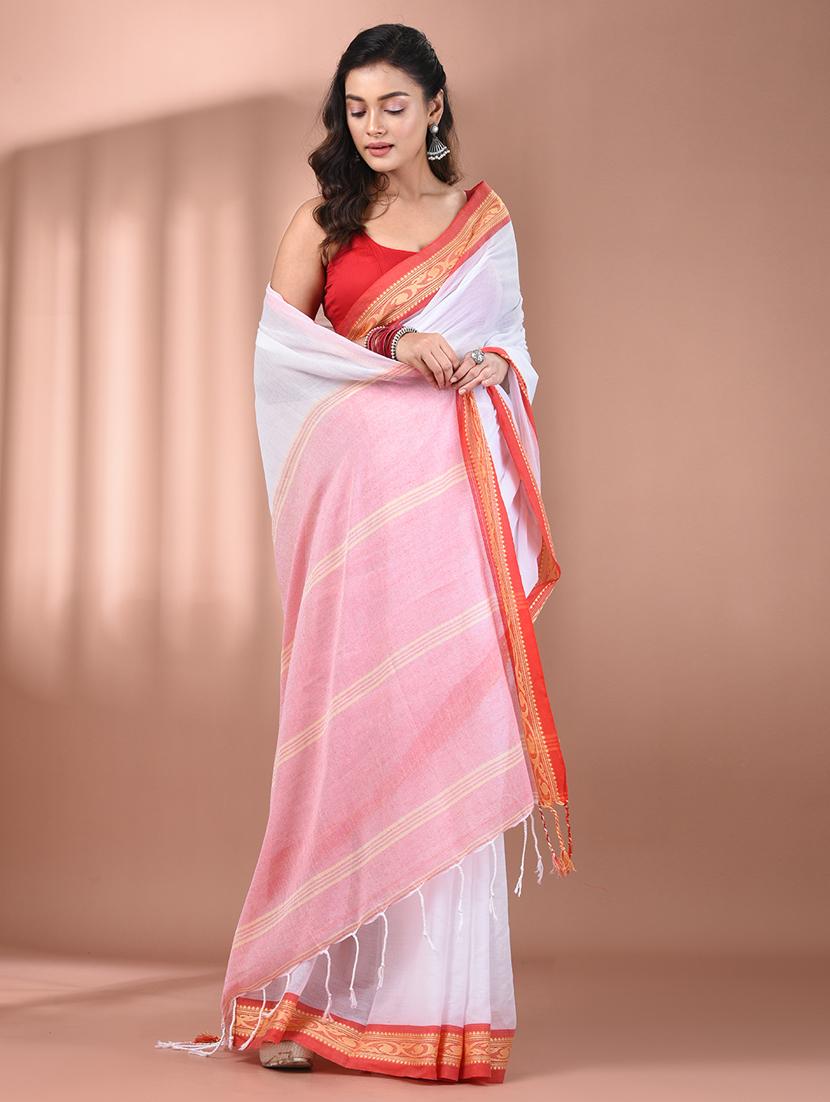 women solid handloom saree - 21905509 -  Zoom Image - 0