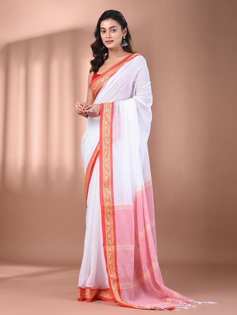 women solid handloom saree - 21905509 - Standard Image - 1