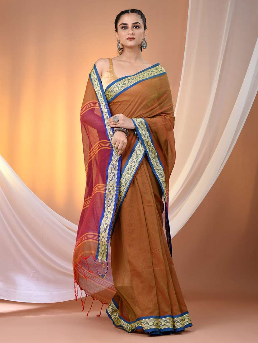 women solid handloom saree - 21905511 -  Standard Image - 1