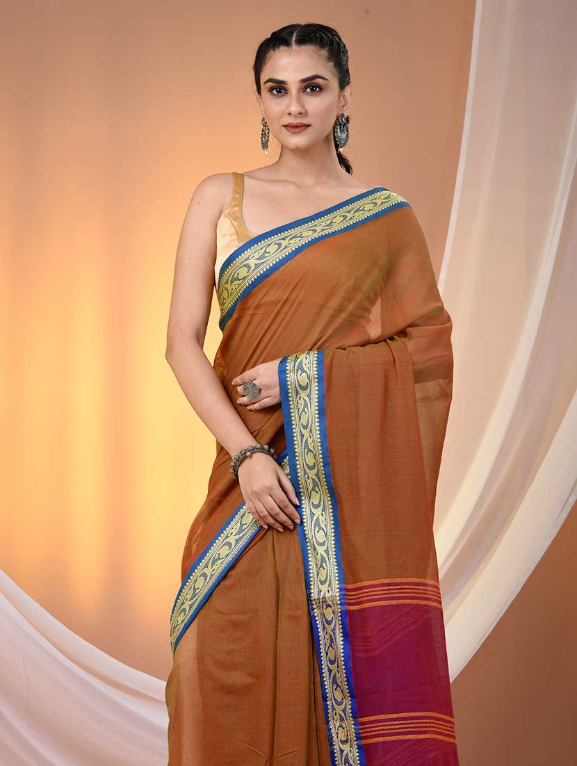 women solid handloom saree - 21905511 -  Standard Image - 4