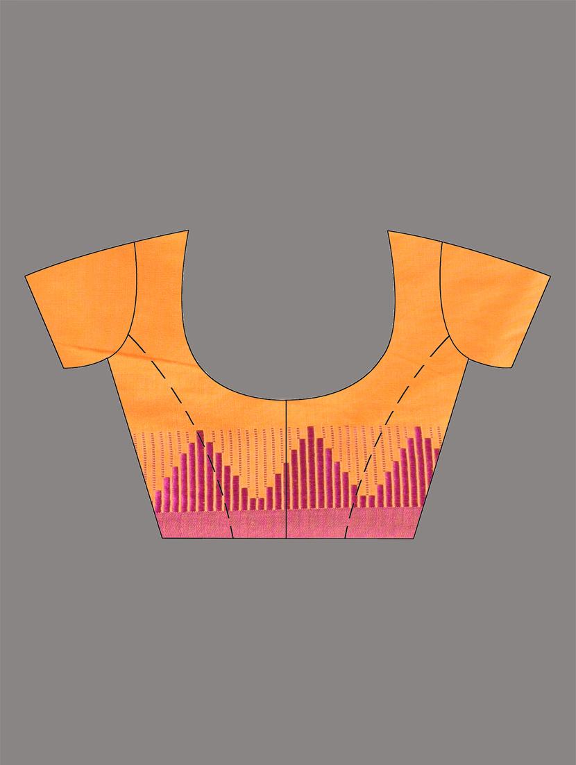 women solid with bordered handloom saree with blouse - 21905517 - Standard Image - 6