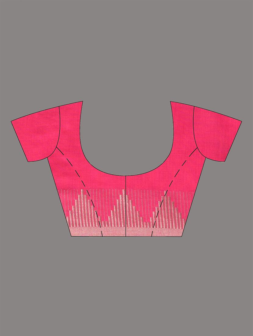 women solid with bordered handloom saree with blouse - 21905520 - Standard Image - 6