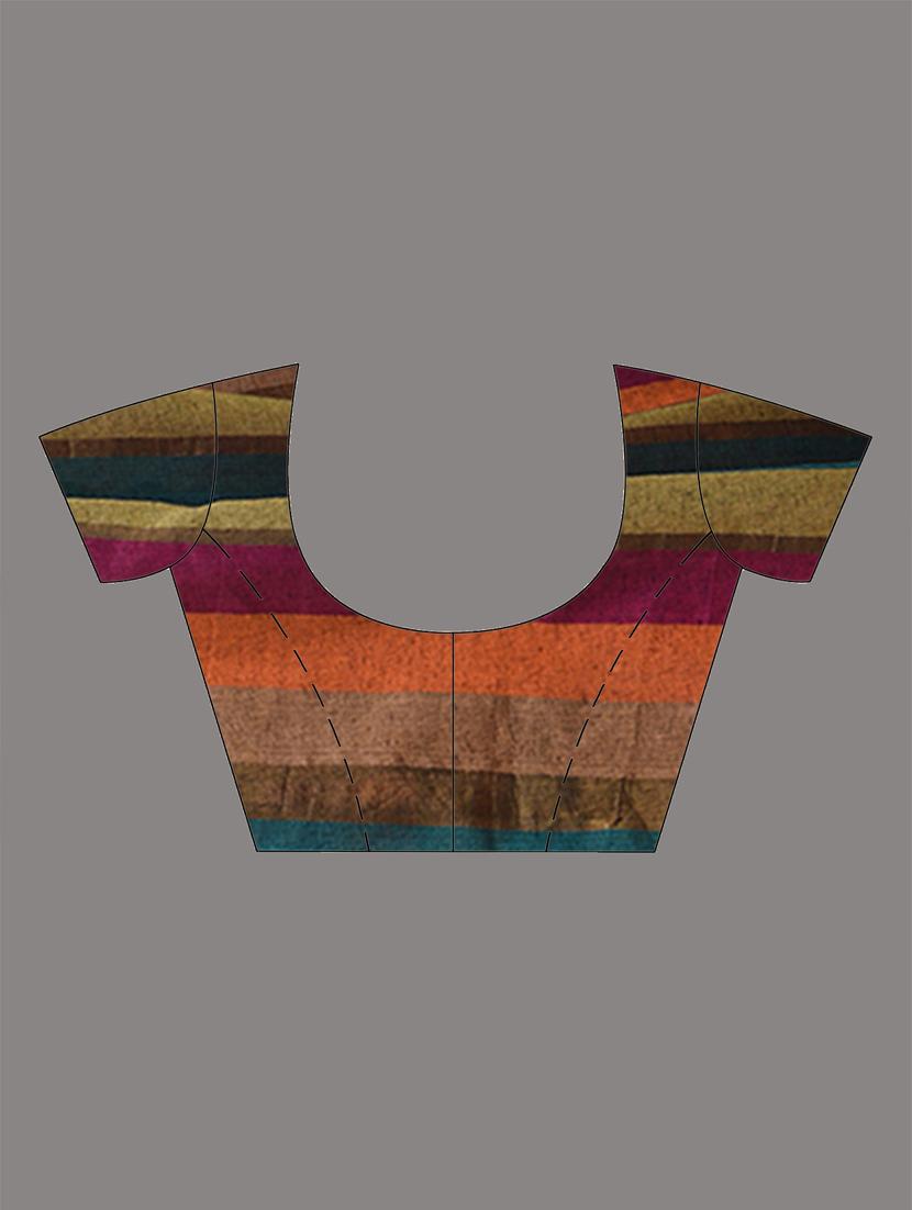 women striped handloom saree with blouse - 21905525 - Standard Image - 6