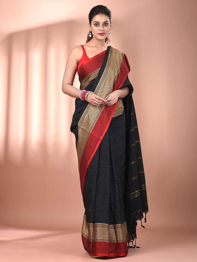 women striped handloom saree with blouse