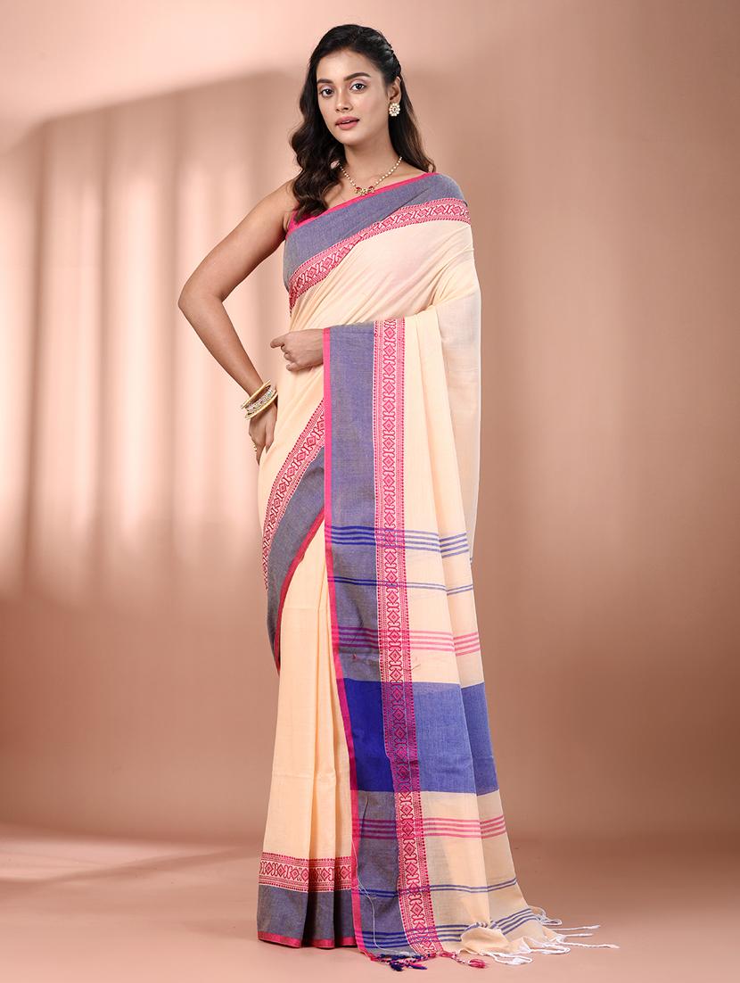 women beige handloom saree with blouse - 21905533 - Standard Image - 1