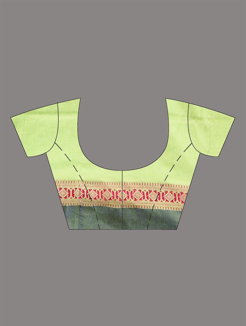 women green handloom saree with blouse - 21905534 - Standard Image - 6