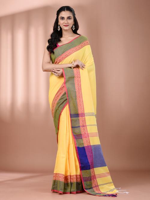 women yellow handloom saree with blouse - 21905535 -  Standard Image - 0