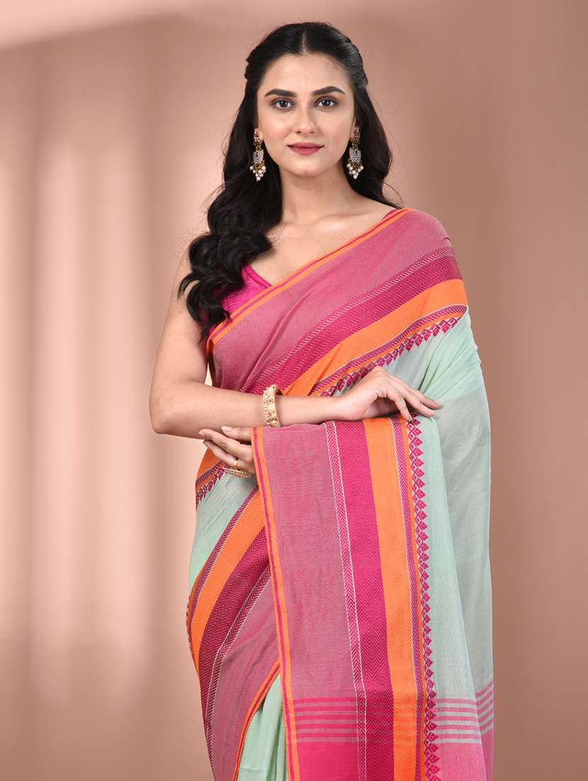 women neo mint handloom saree with blouse - 21905541 -  Standard Image - 4