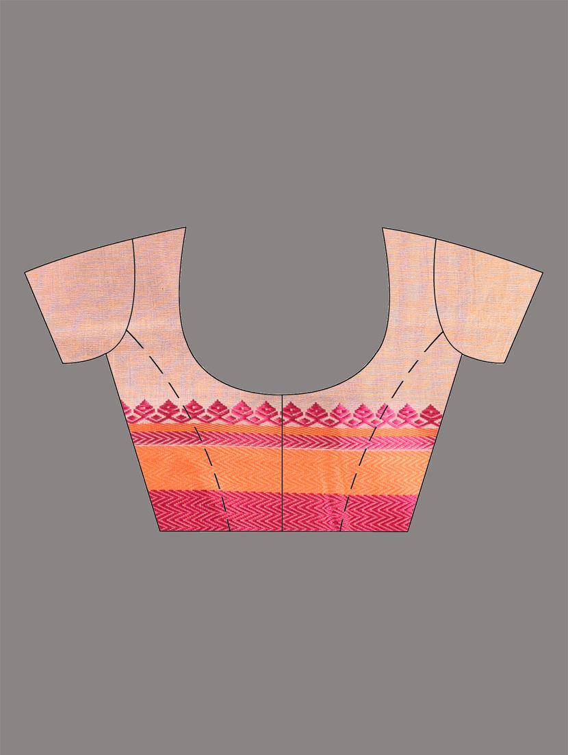 women beige handloom saree with blouse - 21905542 - Standard Image - 6