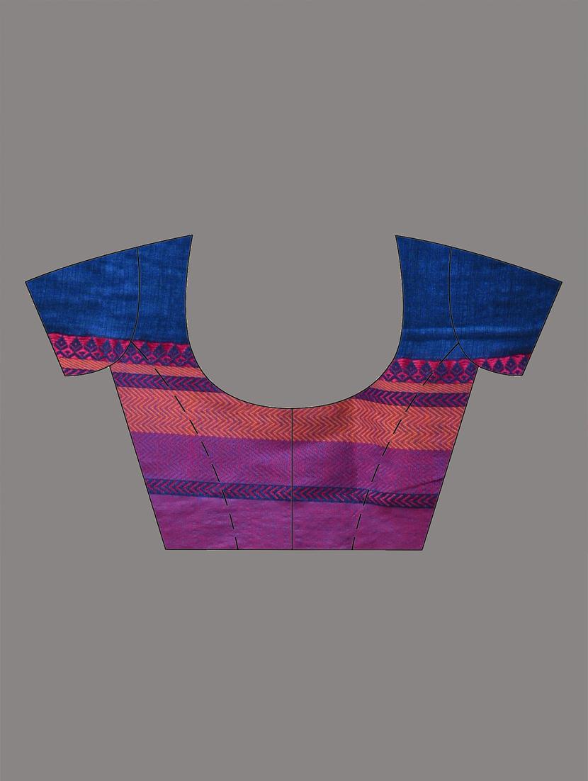 women blue handloom saree with blouse - 21905543 - Standard Image - 6
