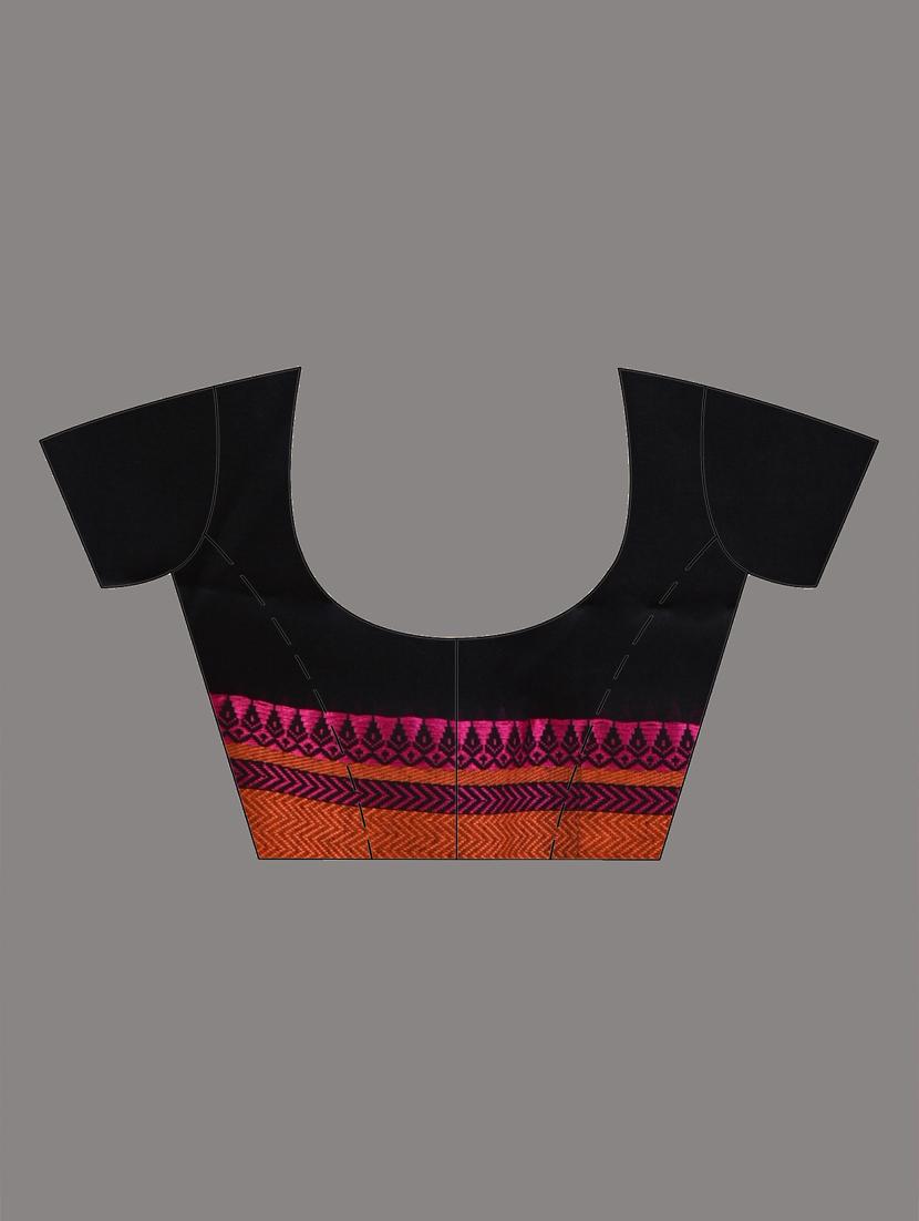 women black handloom saree with blouse - 21905544 - Standard Image - 6