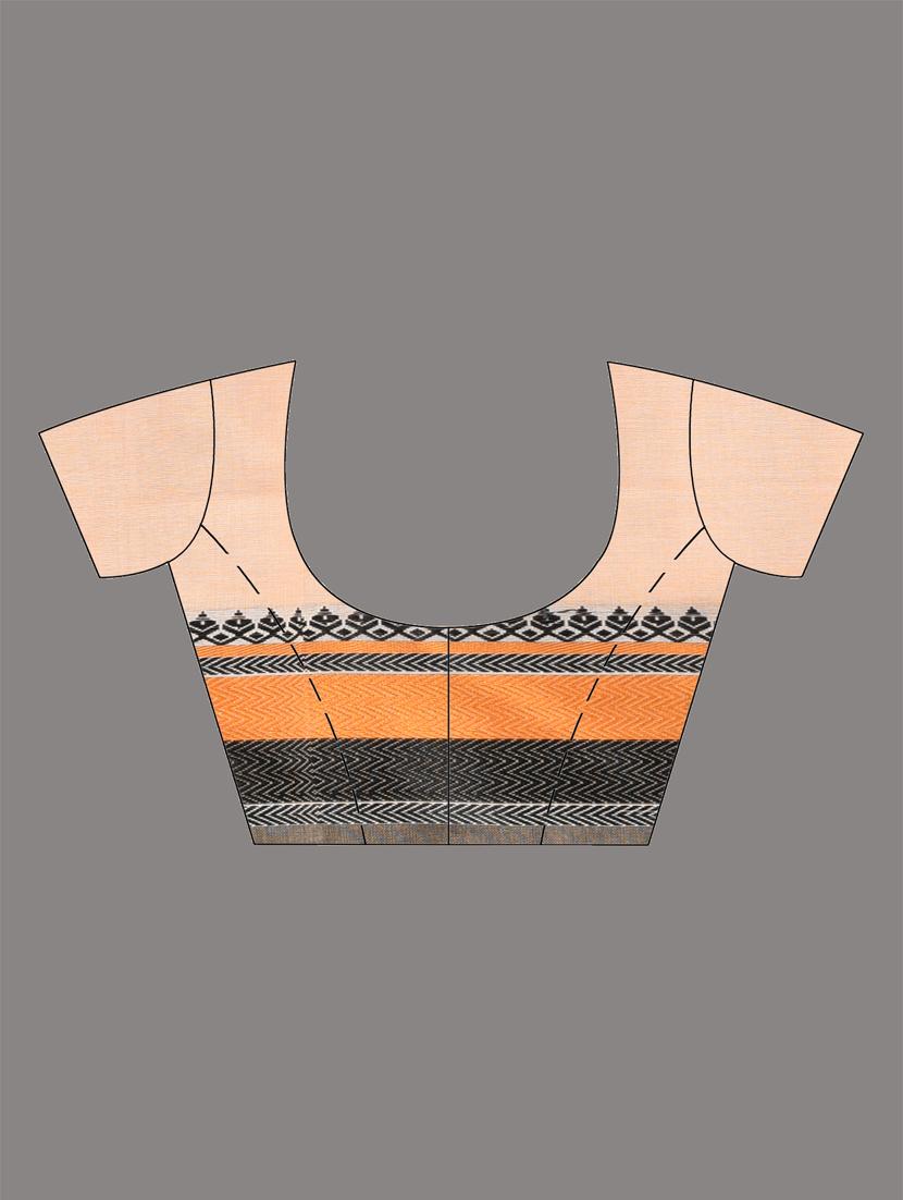 women beige handloom saree with blouse - 21905546 - Standard Image - 6