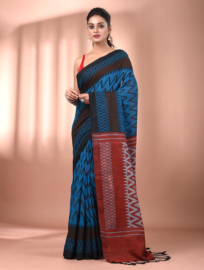 women chevron handloom saree with blouse - 21905550 - Zoom Image - 0