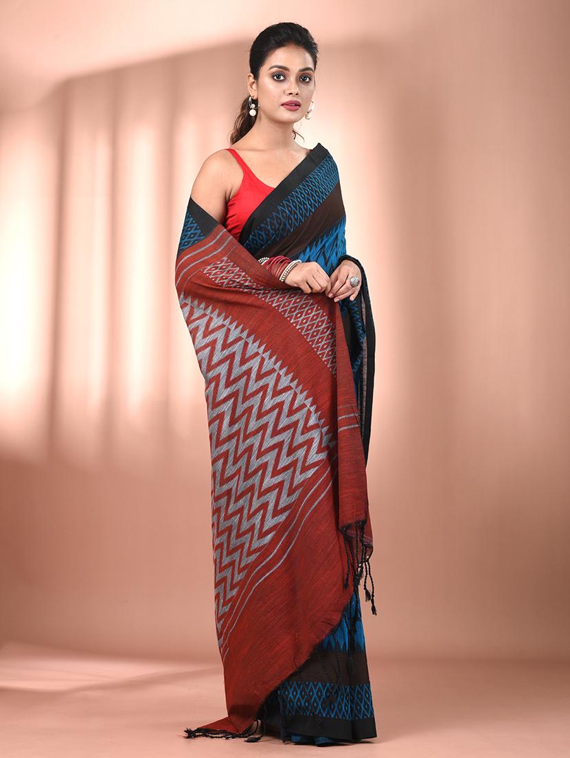 women chevron handloom saree with blouse - 21905550 - Standard Image - 1
