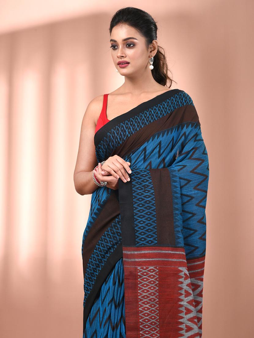 women chevron handloom saree with blouse - 21905550 - Standard Image - 4