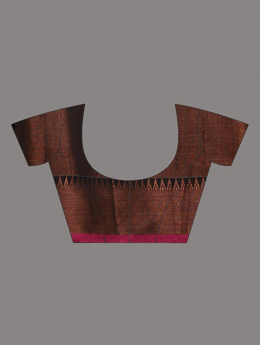 women brown handloom saree with blouse - 21905570 - Standard Image - 6