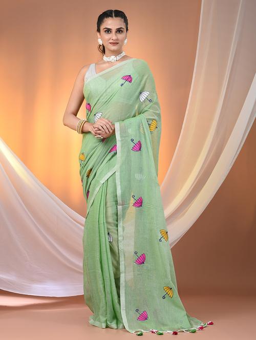 women neo mint handloom saree - 21905587 - Standard Image - 0