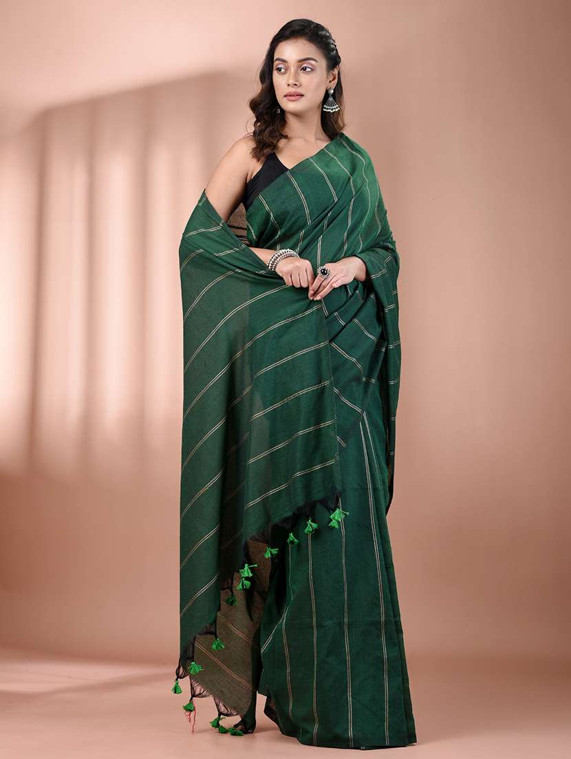 women striped handloom saree with blouse