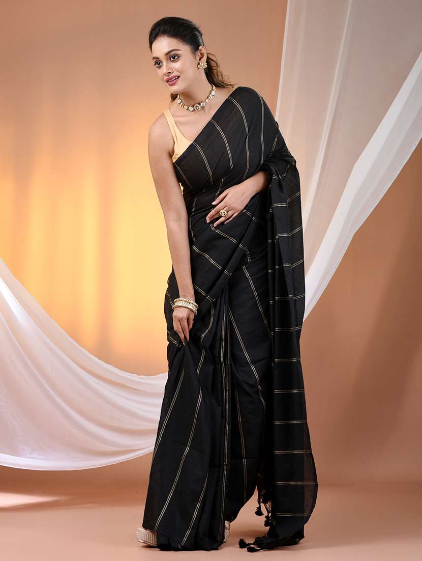 women striped handloom saree with blouse - 21905596 - Standard Image - 1