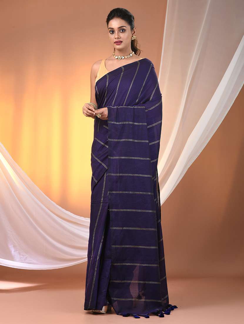women striped handloom saree with blouse