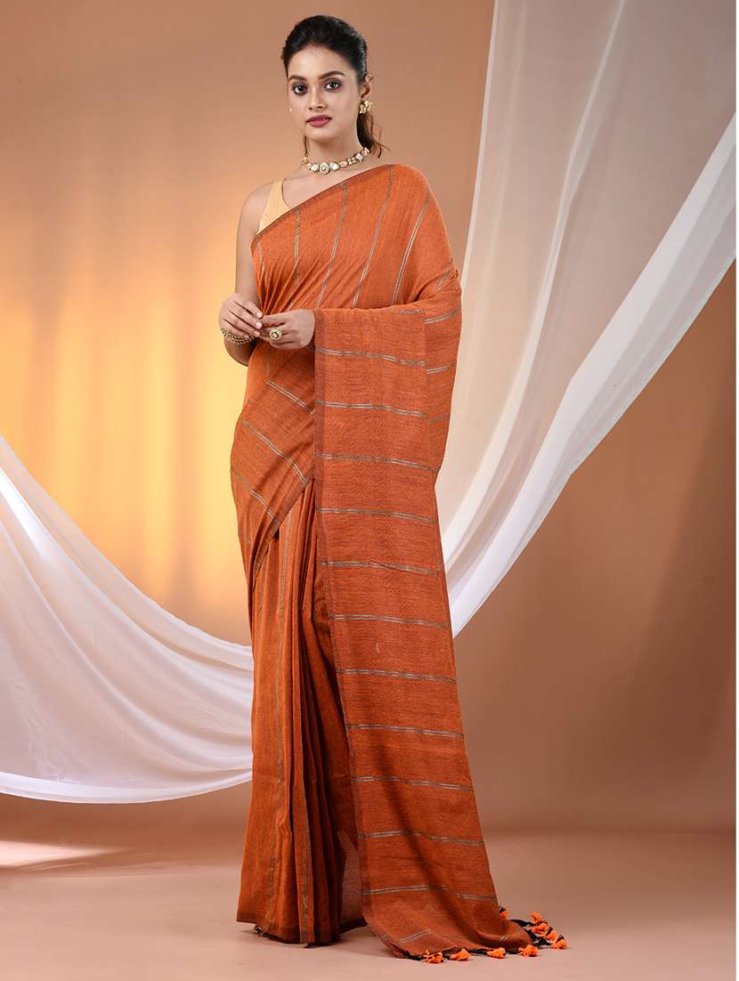 women striped handloom saree with blouse